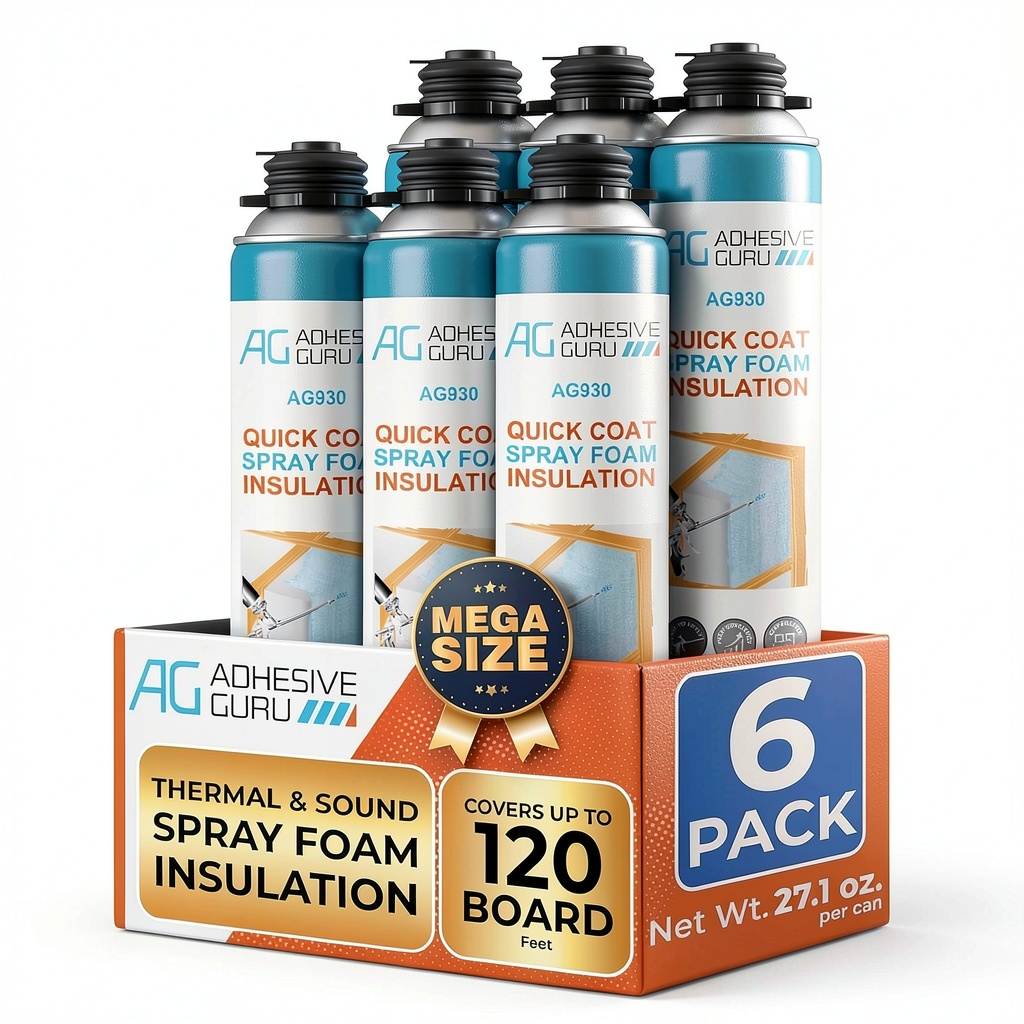 Applying Adhesive Guru spray foam insulation on a wall surface
