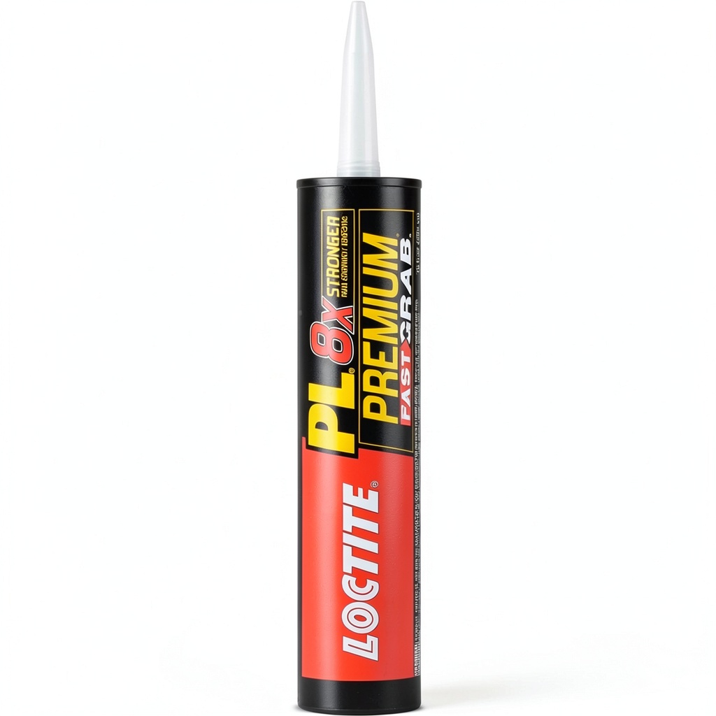 'Loctite adhesive applied to wood and concrete surfaces'
