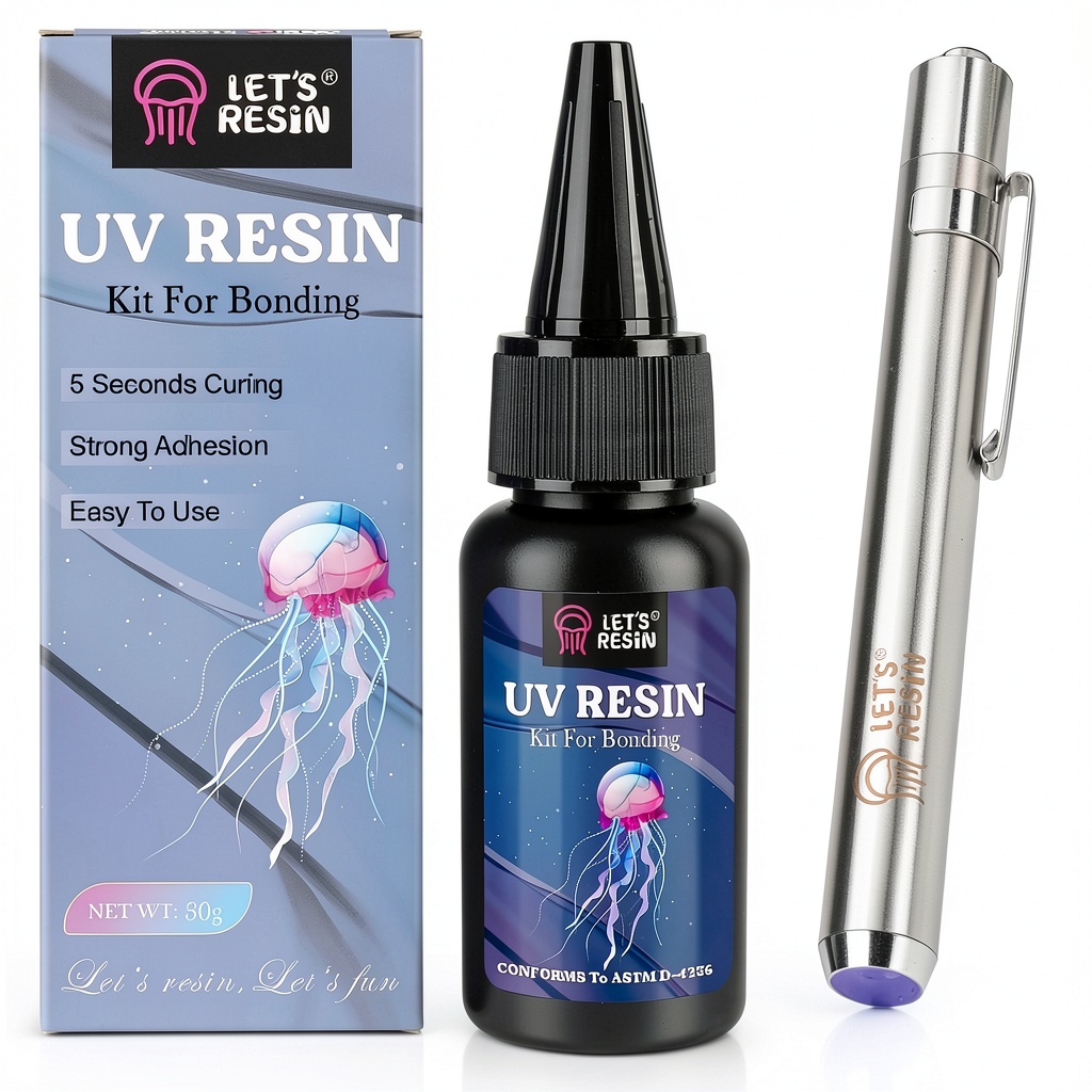 LET'S RESIN UV bonding resin kit with UV flashlight and materials