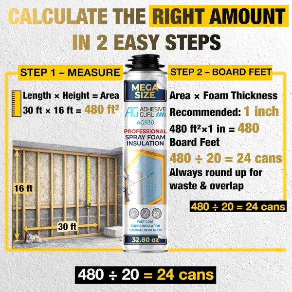 Adhesive Guru Spray Foam Insulation Kit Polyurethane DIY-8