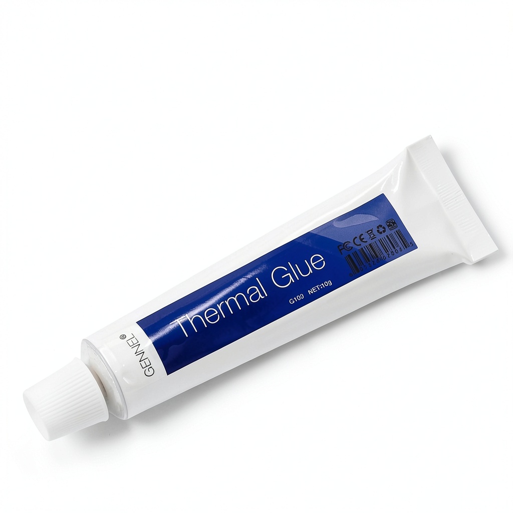 Applying GENNEL G109 thermal glue to a heatsink on a circuit board