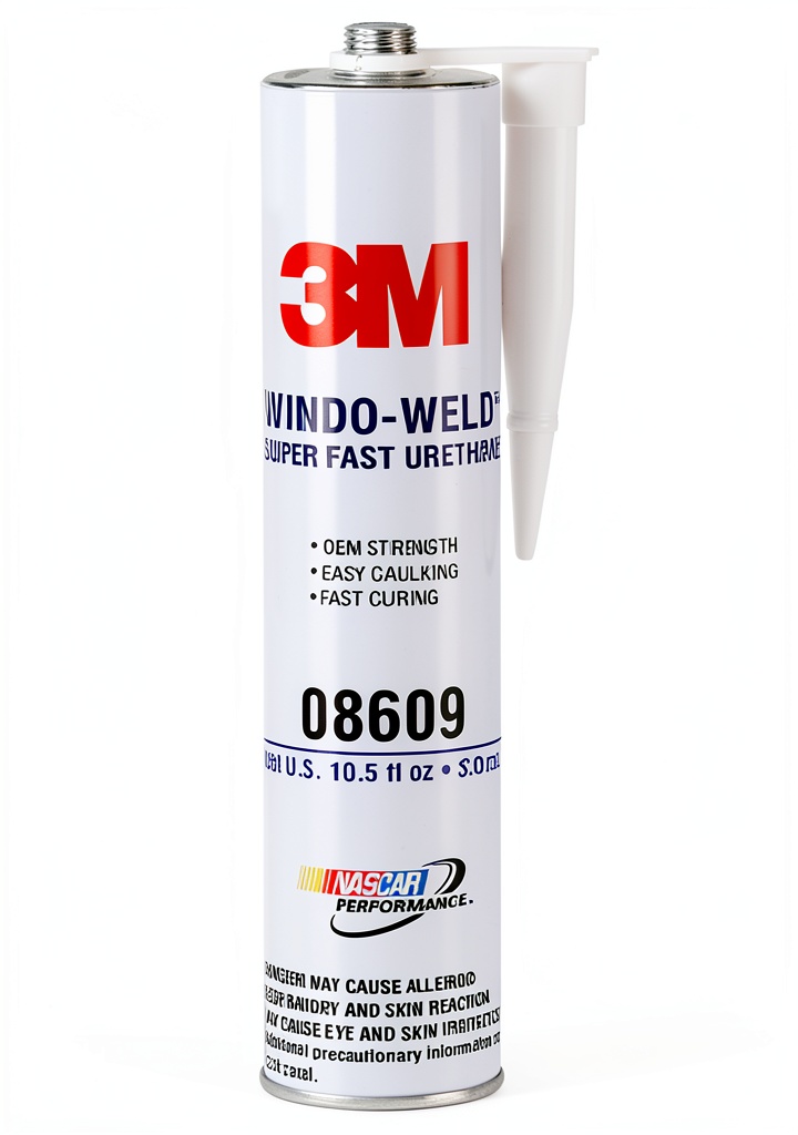 3M Urethane Adhesive cartridge applied to a vehicle windshield