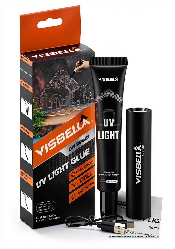 'HUZHOU GUONENG UV Light Glue applied to repair a broken glass item'