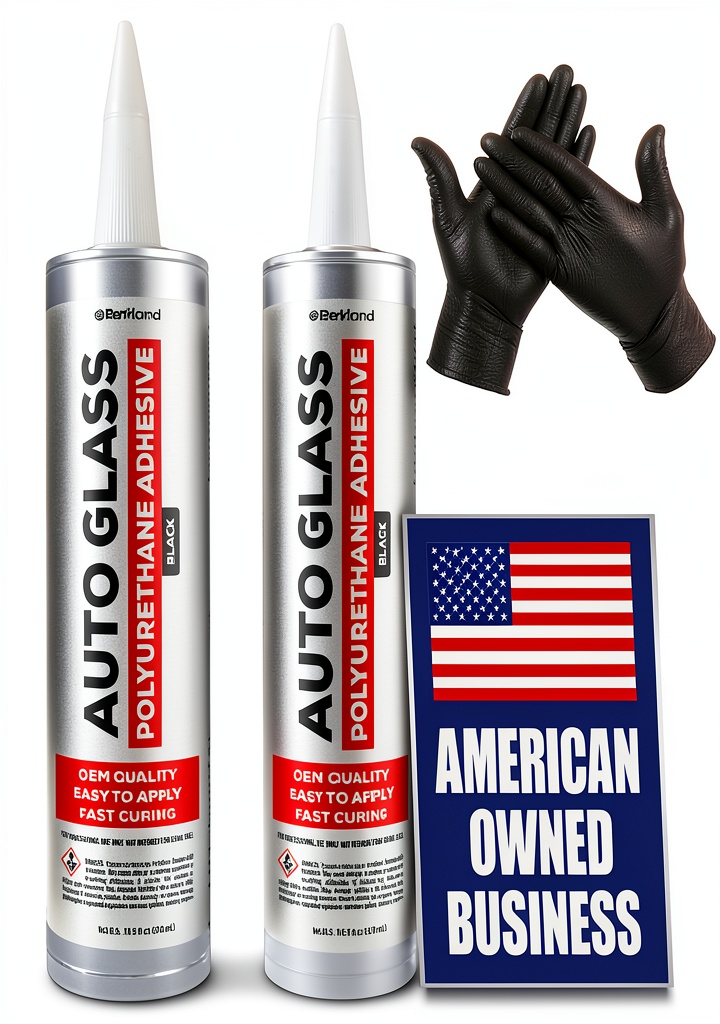 Applying Berkland windshield adhesive to a car windshield