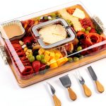 CAWIU Charcuterie Board Bamboo Modern Portable-0