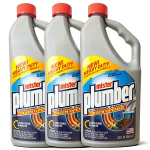 Mister Plumber Professional Formula Drain Opener, 32 Fl Oz "No-Glug" Easy-Pour Bottle, 3-Pack-0