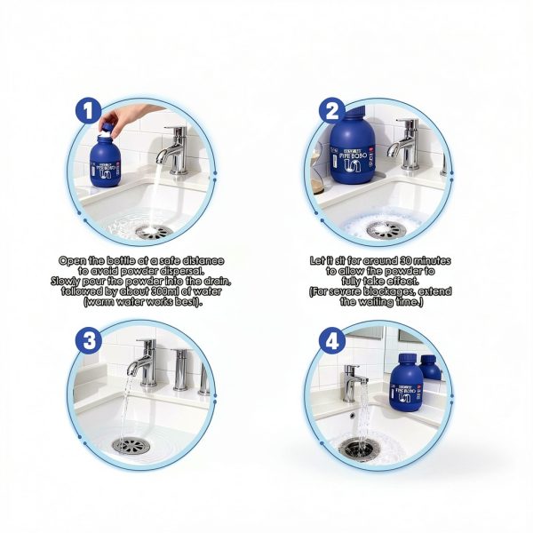 Pipe Bobo Drain Cleaner 300g Strength for Kitchen & Shower-5